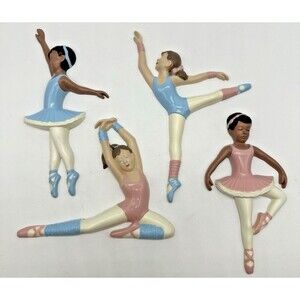 1991 Burwood Products Ballerina Dancer Girls Wall Decor Set of 4 Vintage